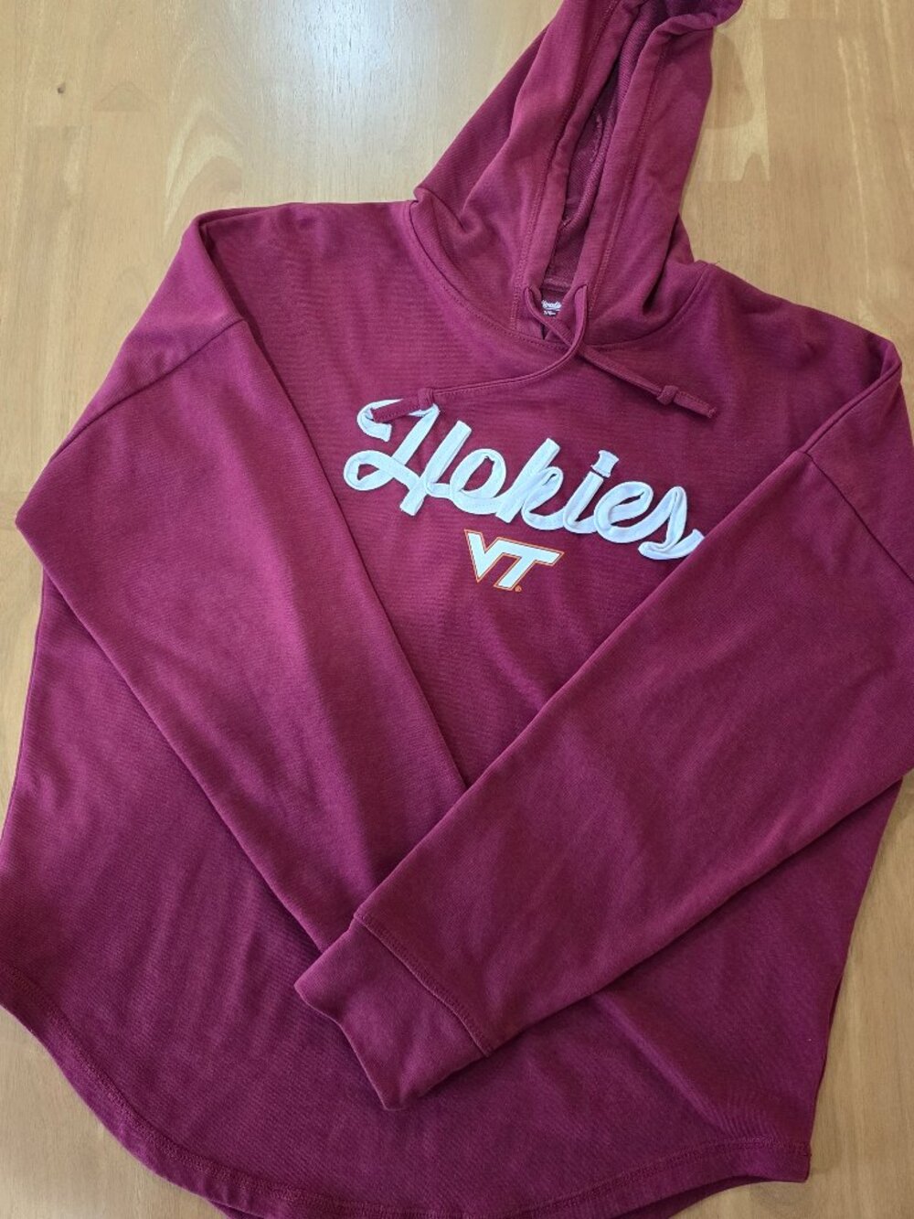 Virginia Tech Hokies Women's Captivating Lightweight Hoodie Curved Hem Maroon Lg
